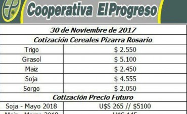 COTIZACIÓN CEREALES PIZARRA ROSARIO